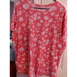 Woman Within Top Womens 1X  22 24 Floral Print Short Sleeve